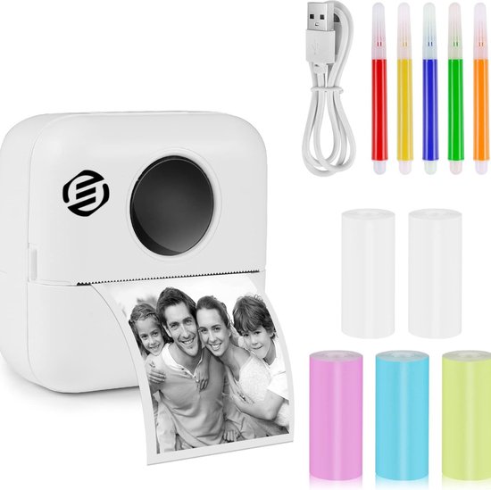 Tnfeeon Mini-printer – Draagbaar, Bluetooth, 800 MAh Accu, Thermisch Zonder Inkt (blauw)