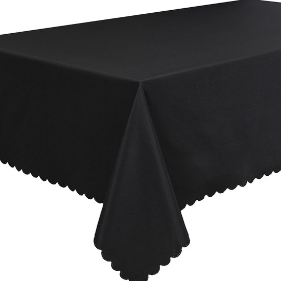 Home Direct Tafelkleed, effen, polyester, onderhoudsvriendelijk, rechthoekig, 140 x 300 cm, zwart