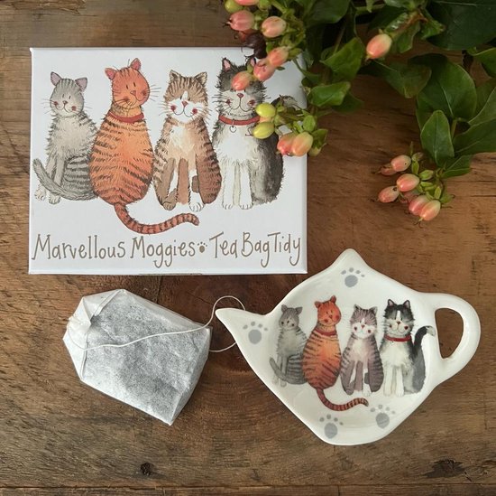 Foto: Alex clark tea bag marvellous moggies theezakje schotel katten