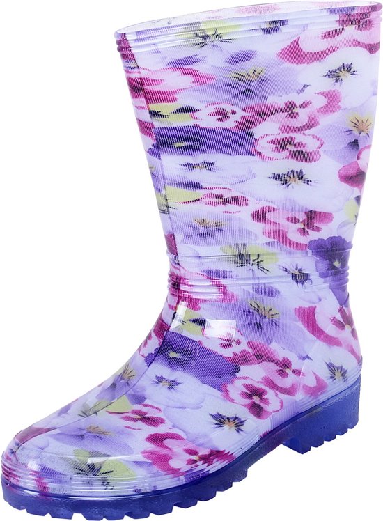 RAINNY PRINT DEMAR - Paarse regenlaarzen met bloemen
