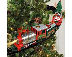 MikaMax Kersttrein Rondom de Kerstboom – Christmas Tree Train Set – 31-delige Kerstdecoratie met Rails, Santa, Licht & Geluid