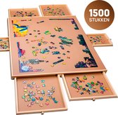 Bol.com Asawa Puzzelbord - Puzzelplaat Draaibaar met Opbergsysteem - 1500 Stukjes - 90x71 cm - 6 Lades - Houten Puzzeltafel - Pu... aanbieding