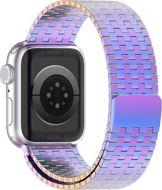 Bracelet en acier - convient aux Apple Watch séries 1/2/3/4/5/6/7/8/9/SE/ Ultra/ Ultra 2 avec taille de boîtier 42 mm / 44 mm / 45 mm / 49 mm - nacre