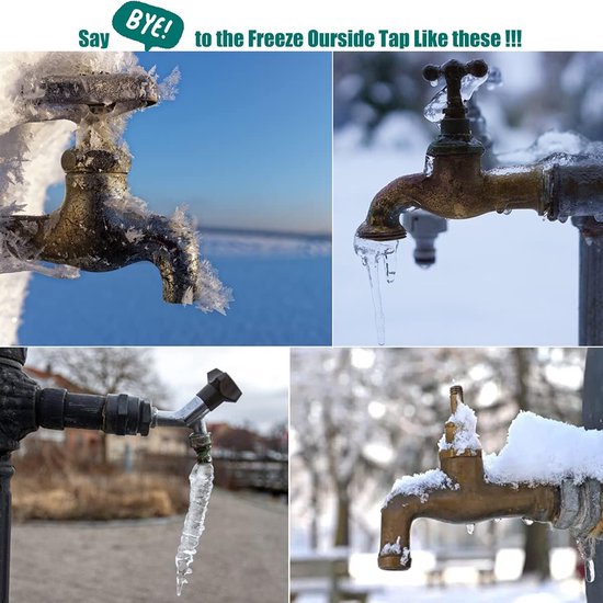 4-pack buitenkraanhoezen voor de winter, grote buitenkraanhoes geïsoleerde beschermer met reflecterende strip, waterdichte en verdikte thermische kraanhoes beschermt uw kraan tegen bevriezing en barsten - zwart — afbeelding 4