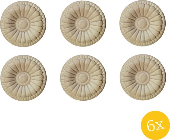 Foto: Clayre eef deurknop set van 6 stuks 4 cm beige keramiek rond bloem meubelknop