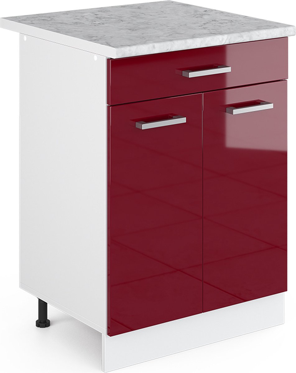 Vicco R-Line Universele onderkast – 60 cm met laden Bordeauxrode hoogglans