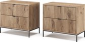 Vicco Table de chevet Eliza, Chêne Viking , Set de 2