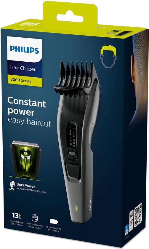 Philips HAIRCLIPPER Series 3000 Tondeuse à cheveux, lames auto-affûtées en métal