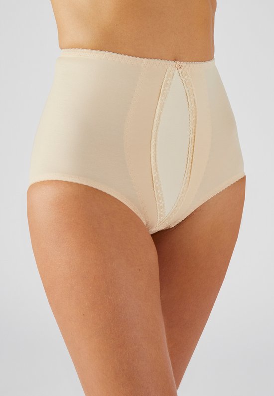 Corrigerend ondergoed voor dames, corrigerende slip met een buik-weg-effect, shapewear, sterk vormende korsetbroek, buik-weg, sterk vormende slip, grote maten., beige, L