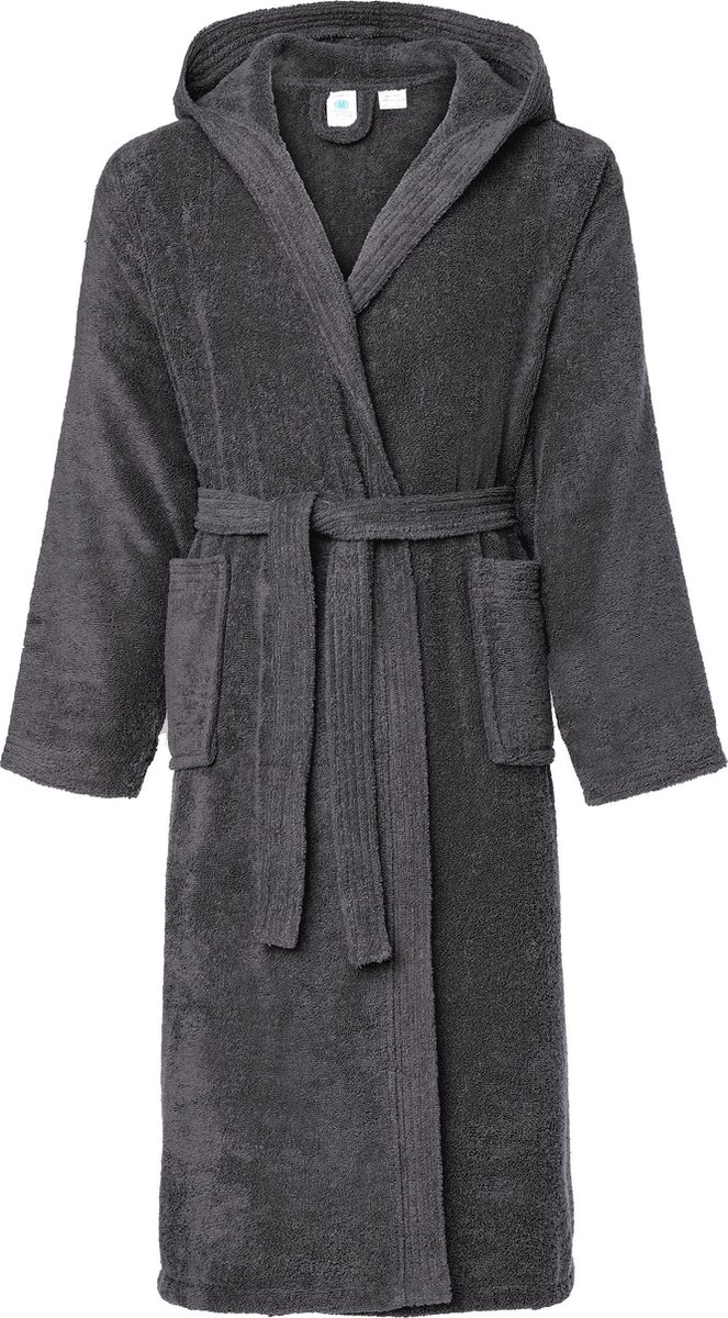 Ladeheid Heren Badjas met Capuchon - 100% Katoen - Wasmachine bestendig - Badstof - Grafiet - M - LA-LA40-101-DG