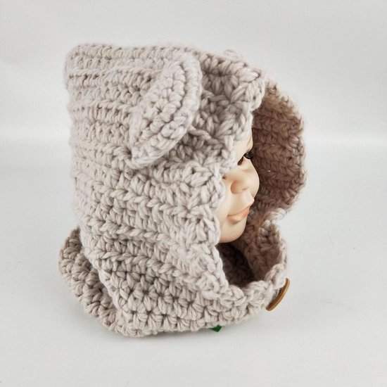 Yadiraom Kinderwintermuts, warme gebreide muts met pompon, gebreide sjaal met capuchon, muts en halsdoek, babyset, winddicht, bescherming tegen kou, voor kinderen, cadeau voor verjaardag, Kerstmis
