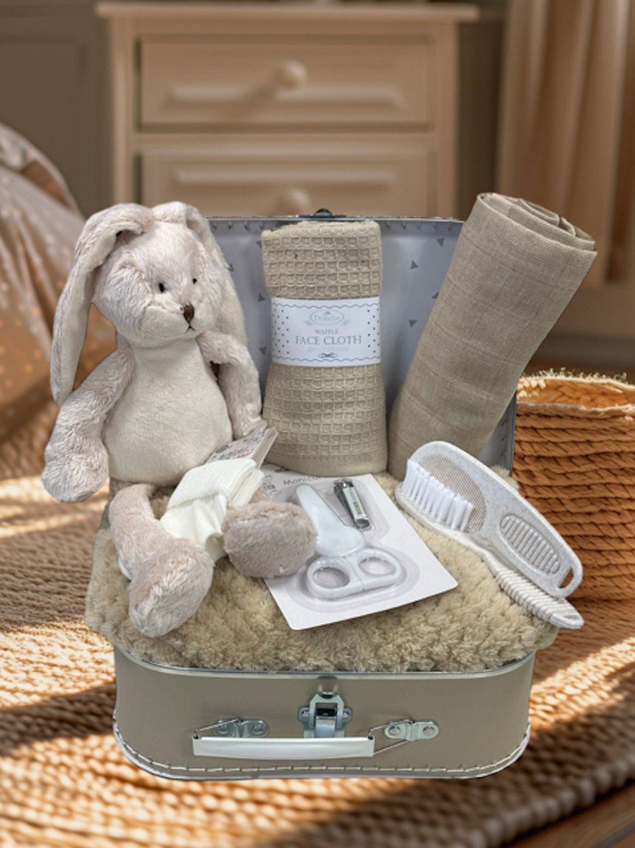 Goedkoopste 8-dlg Kraamcadeau Coffee Kraamkado unisex jongen meisje - unisex - baby geschenkset - kraamcadeau neutraal - baby memorie box 30 cm - babyshower cadeau - gender neutraal babycadeau - 8 in 1 kado