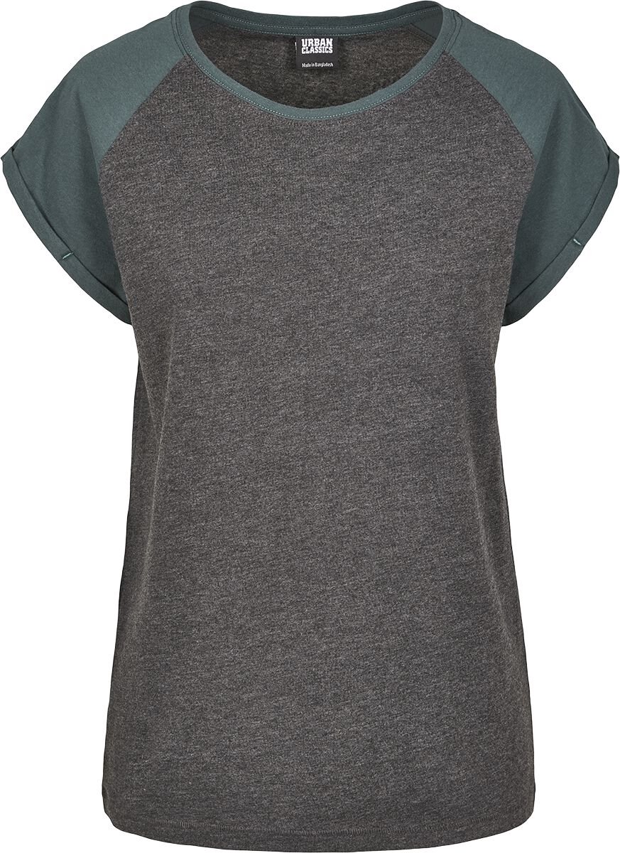 Urban Classics Contrast Raglan Tee Dames T-shirt houtskool/ S Groen