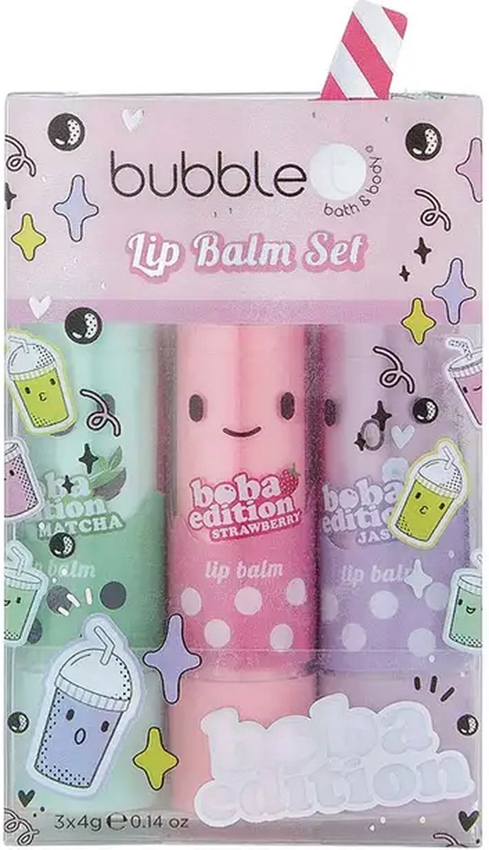 bubble't bath&body-Boba Tea Lippenbalsem cadeauset (3 x 4 g)