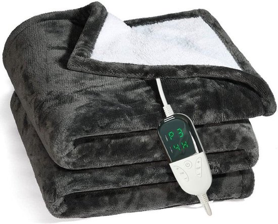 Elektrische omslagdeken 1 persoons 180x150 cm - Fleece - Black - Quality Heating