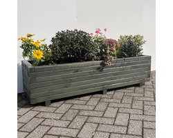 AMISHOUT - Plantenbak van hout 140x40x36 - antraciet | bloembak buiten
