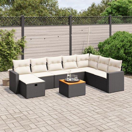 vidaXL-9-delige-Loungeset-met-kussens-poly-rattan-zwart