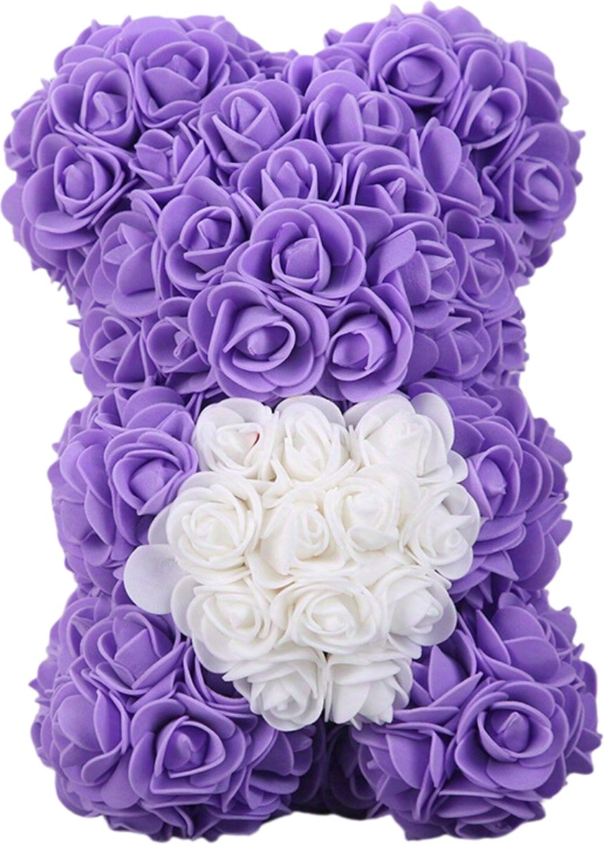 Bovista Rozen Teddy Beertje - Valentijn Cadeautje Voor Haar & Hem - Rose Bear - Rozen Beer - Vrouw - Paars