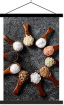 Posterhanger incl. Poster 60x90 cm - Schoolplaat - Lepel - Kruiden - Specerijen - Keuken - Industrieel - Textielposter - Zwarte latten