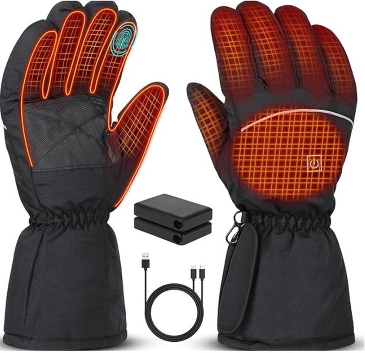 Verwarmde Handschoenen - Handschoenen Verwarmd -2x Oplaadbare Batterijen - 3.7 Volt - 5000 mAh - Scooter Handschoenen- Waterdichte handschoenen - Handschoenen - Size L
