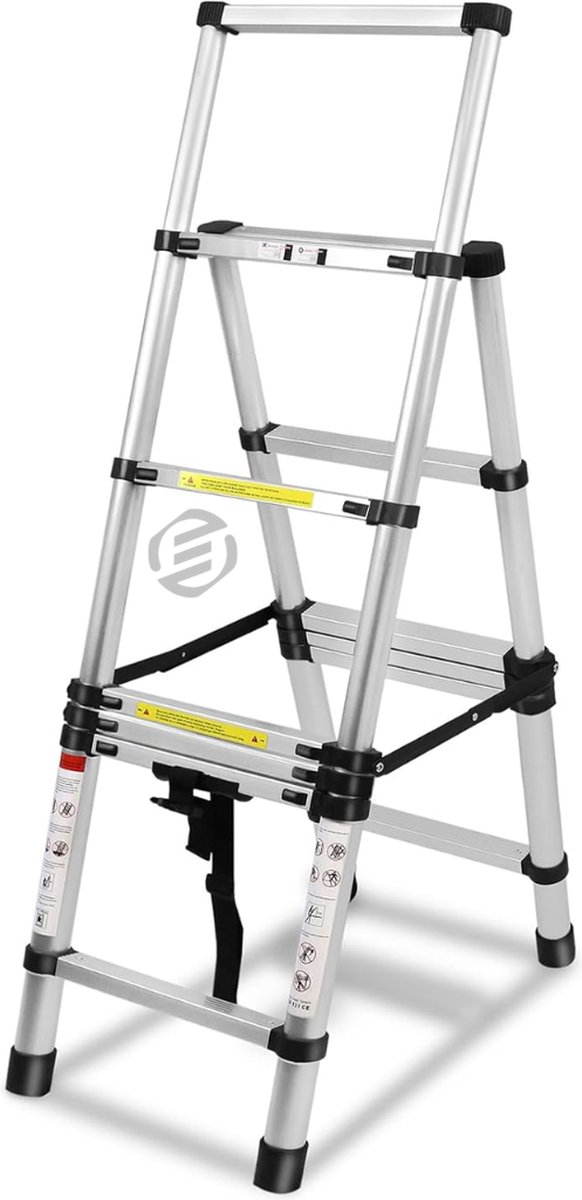 Equivera Huishoudtrap 7 Treden - Keukentrap - Huishoudtrap - Trapladder - Professionele Trap - Inklapbaar - 7 Treden
