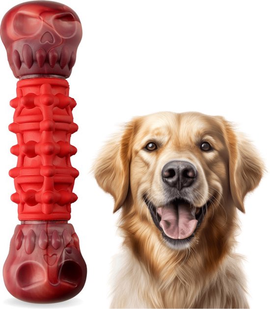 Kauwbot Hond Extra Sterk Kauwspeelgoed Melk Geur Smaak Honden Speelgoed - Rood Wit - Dutchwide