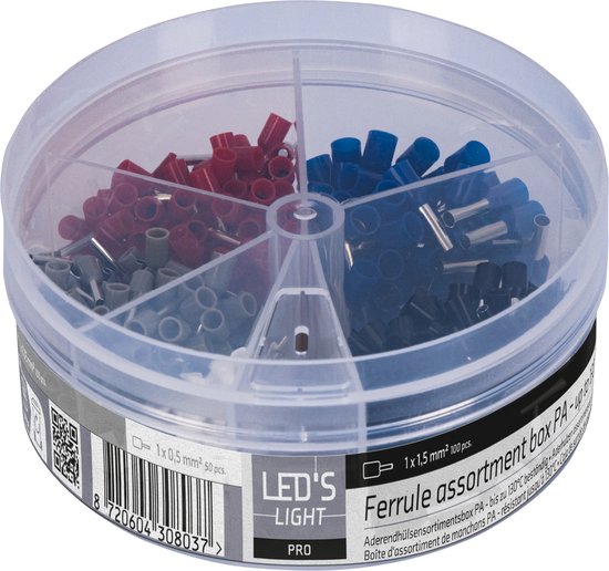 Assortiment de ferrules - 5 tailles de 0,5mm² à 2,5mm² - 400 pièces - Ferrules PA