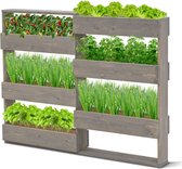 Coemo Verticaal Houten Kruidenbak 'Riga' met 6 Plantenbakken - Staand of Muurmontage - Grijs, Ideaal voor Balkon, Tuin, en Terras