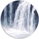 Waterval schilderij - Natuur wandcirkel - Muurdecoratie rond Rotsen - Wanddecoratie kinderkamer - Schilderij - Slaapkamer wanddecoratie muurcirkel aluminium 40x40 cm