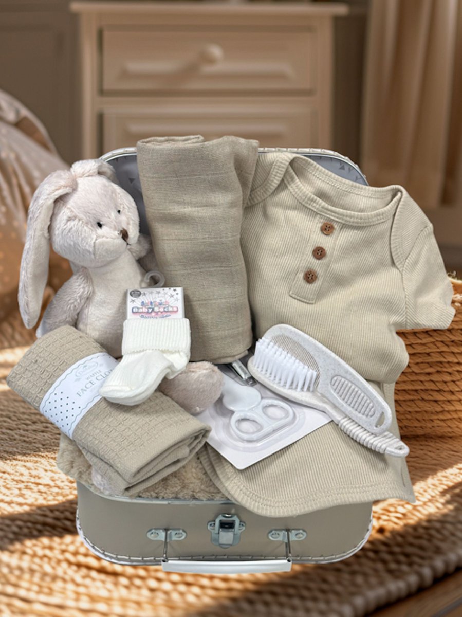 Goedkoopste 10-dlg Kraamcadeau Coffee Kraamkado unisex jongen meisje - unisex - baby geschenkset - kraamcadeau neutraal - baby memorie box 30 cm - babyshower cadeau - gender neutraal babycadeau - 10 in 1 kado
