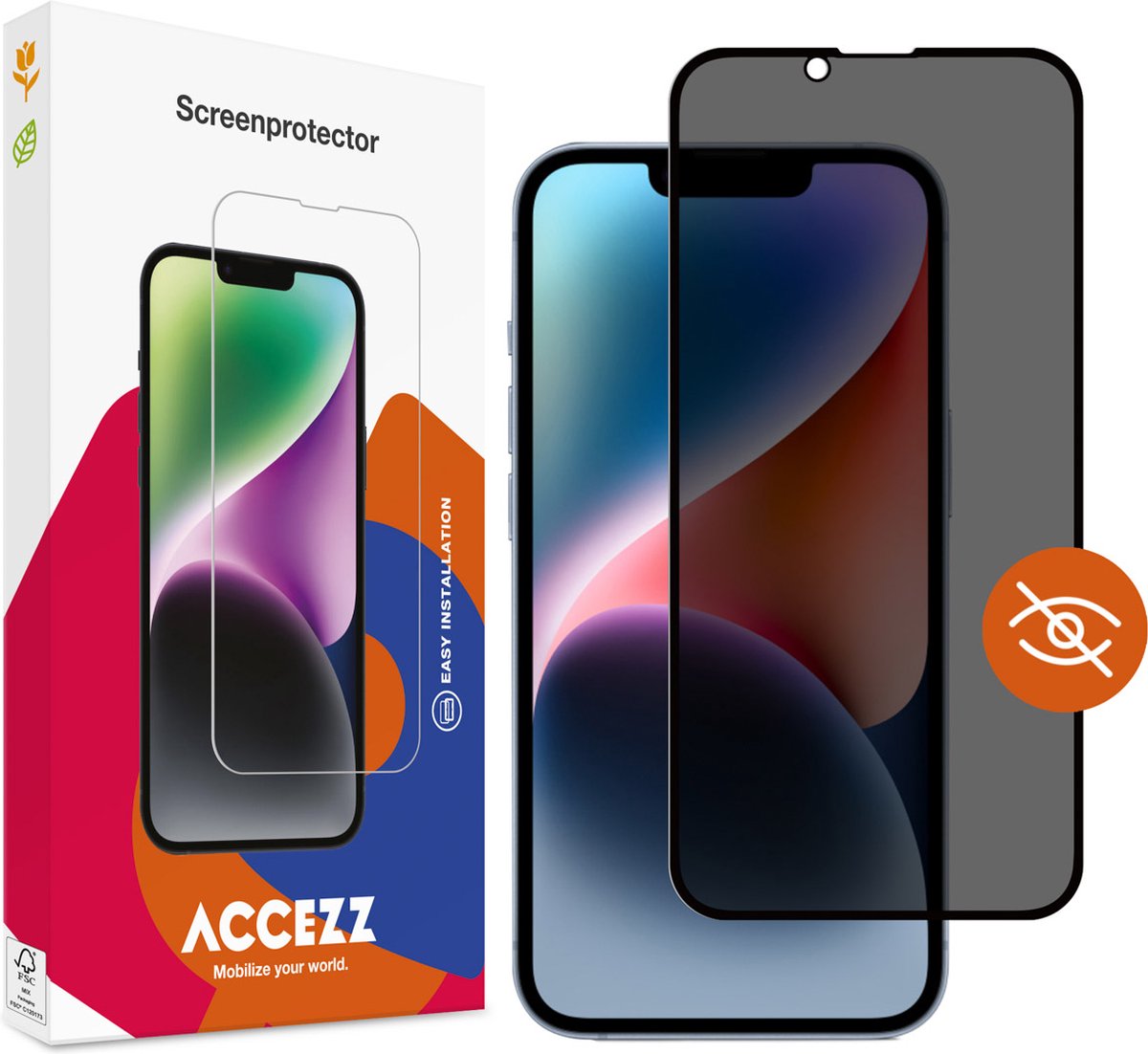 Accezz Screenprotector Geschikt voor iPhone 14 / 13 Pro / 13 - Accezz Gehard glas Privacy Screenprotector
