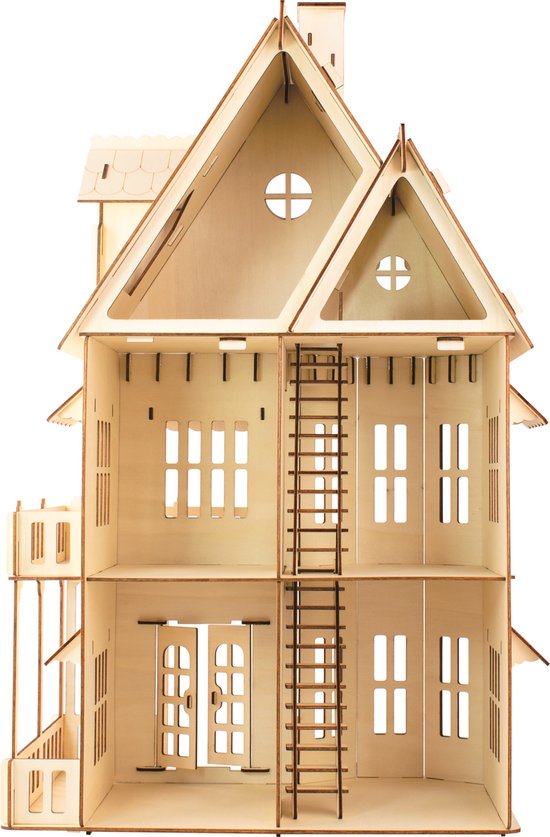 De Bouwplaats Houten Poppenhuis Bouwpakket - Gotisch Huis - Groot