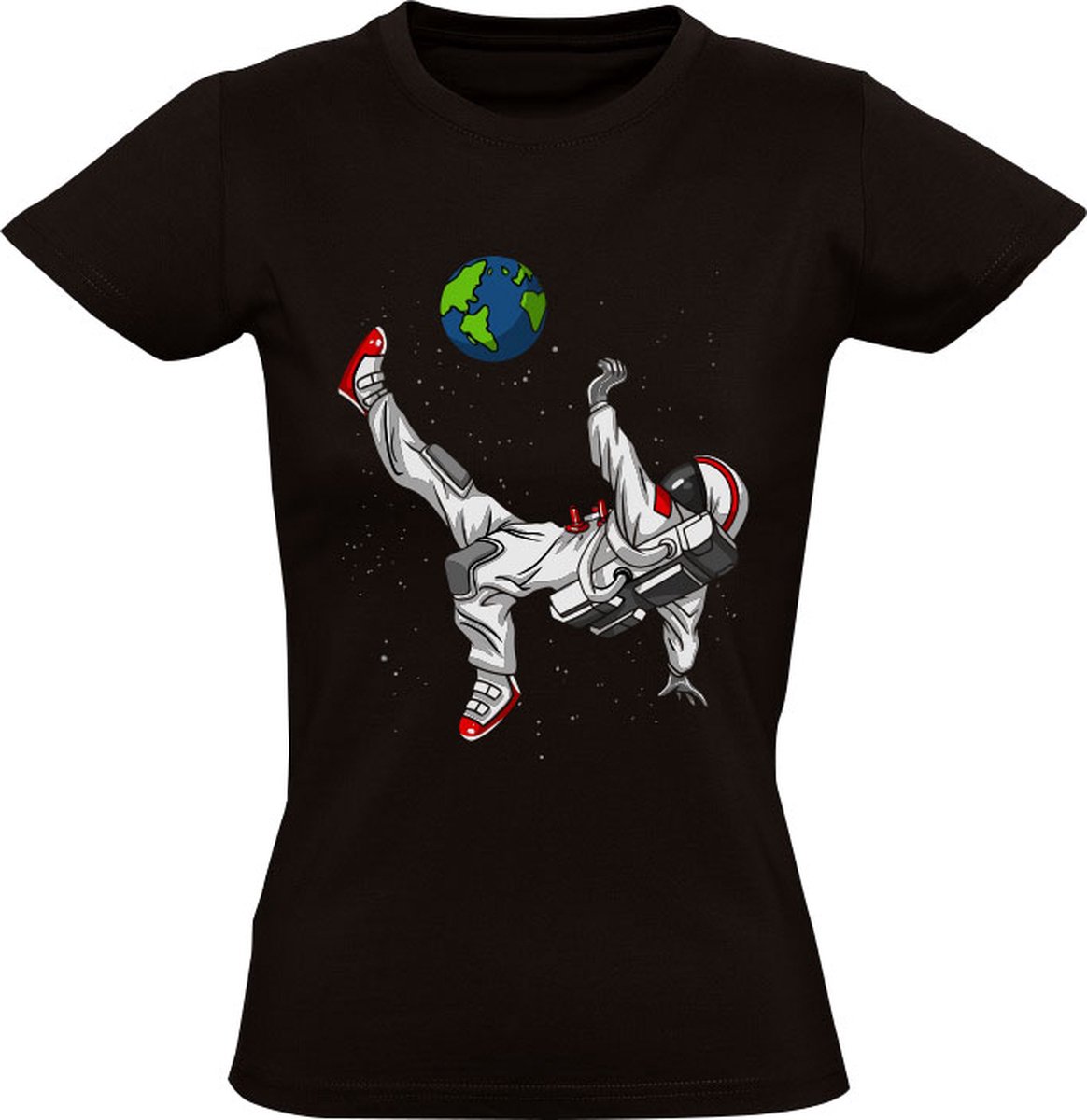 Astronaut Voetballer Dames T-shirt - ruimte - planeet - aarde - voetbal - ruimtevaart - sport - grappig