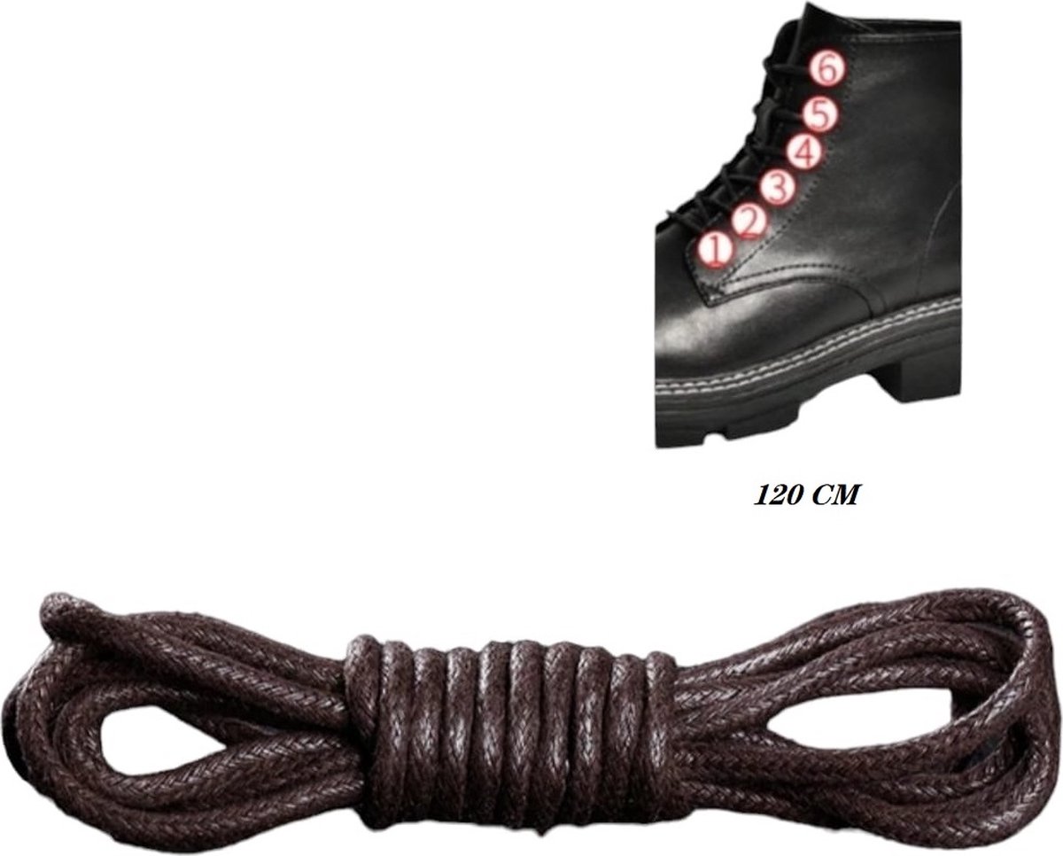 Ronde schoenveters Bruin - veter 120 CM - Gewaxt- Youhomy Shoelaces- Geschikt voor leder schoenen| Leder laarzen veters