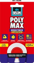 Poly Max® High Tack Express Montage Tape wit, universele dubbelzijdige montagetape 1,5 meter x 19mm, eenvoudig in gebruik, extra sterk, supersnel, ophangen zonder boren