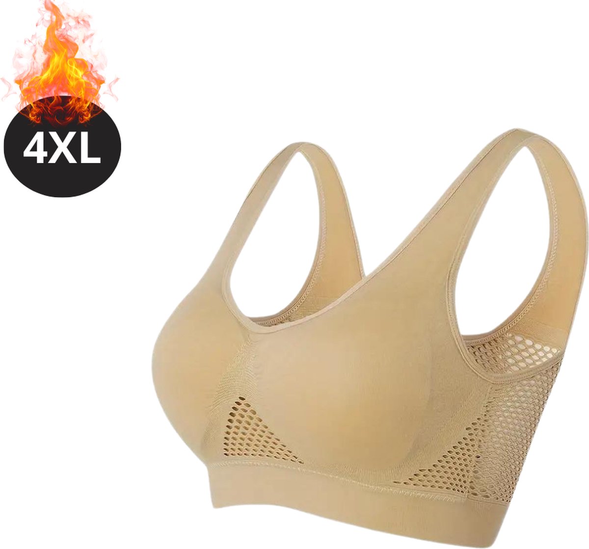 Bovista BH Zonder Beugel - Zonder Bandjes - Push-up Bh's - Comfort Beha - Comfortabel - Sterk - Yoga - Plus Size - Beige