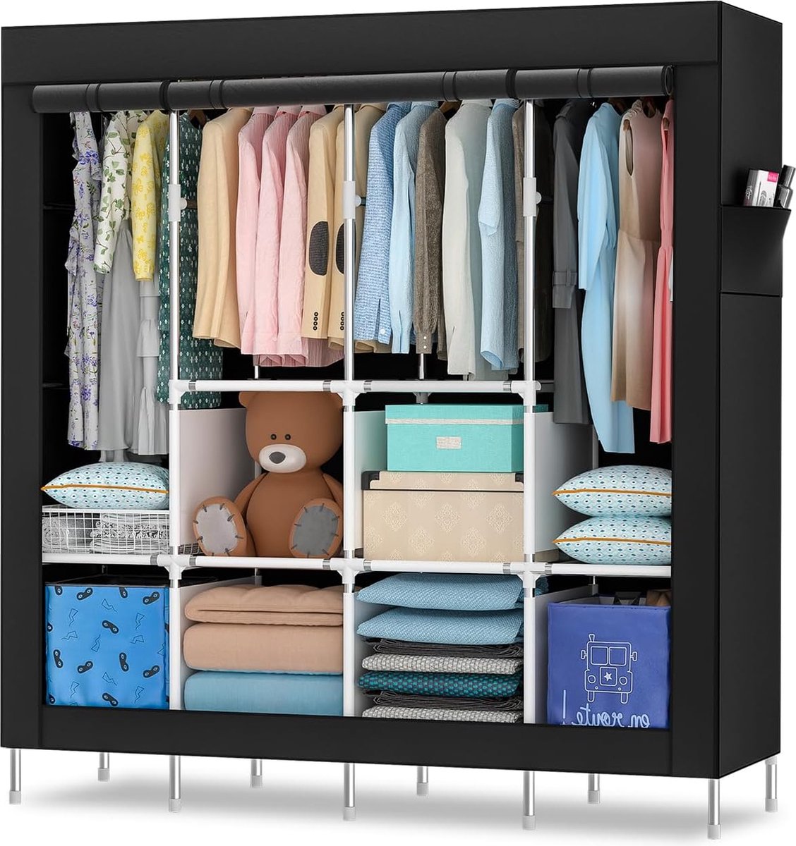 Rangement Dressing Armoire Portable De 170 Cm Pour Suspendre Des Vêtements, Porte-vêtements En Métal, Penderie Autoportante Avec Housse En Tissu Oxford, 165 Cm X 170 Cm X 45 Cm (noir, Taille S Dressing Penderie