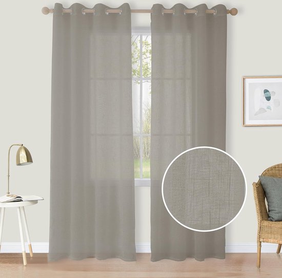 heine home Decoratieve vitrage in taupe/wit | Witt