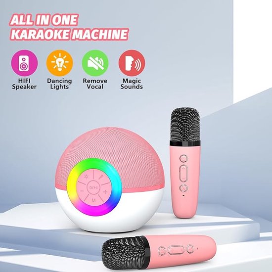 Machine à Karaoké Portable Pour Enfants - Avec 2 Microphones - Jouet Musical Filles Et Garçons