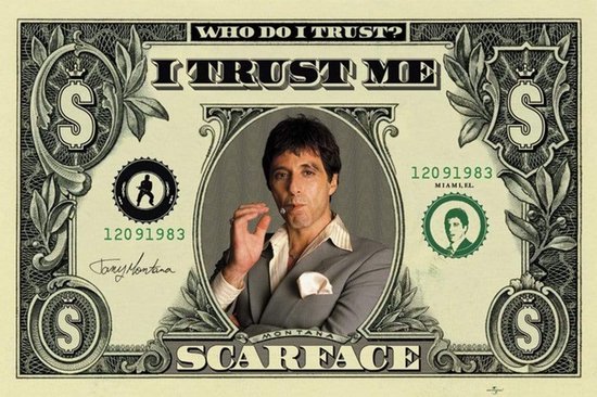Scarface Dollar Biljet Poster 91.5x61cm