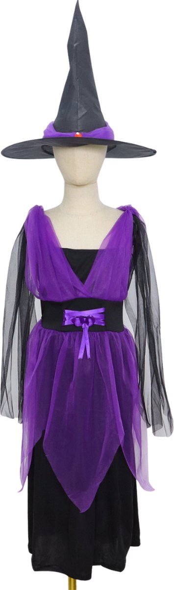 Joya Kids® Heks Verkleedjurk | Heksenhoed met Jurk | Heksen Verkleedjurk Meisje | Halloween Jurk | Verkleedkleding | — afbeelding 10