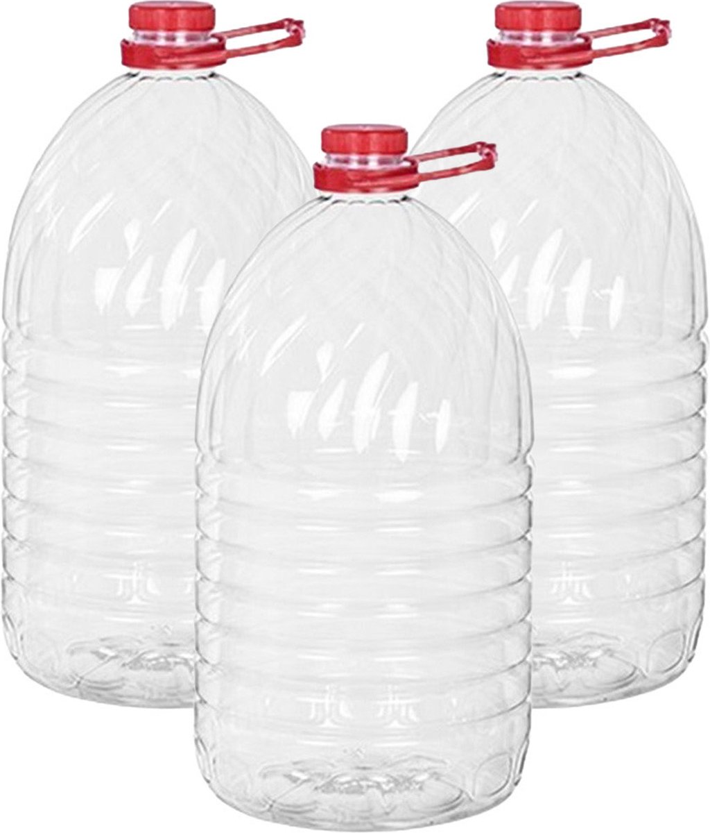 CM Watercontainer/jerrycan - 5 liter - 3x - kunststof - transparant
