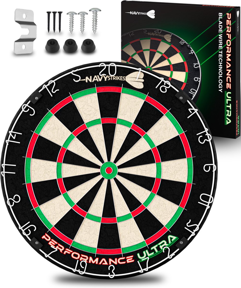 Navy Strikes Performance Ultra Dartbord - Braziliaanse Sisal - Blade Wire - Toernooi Afmeting Dartsbord - Flights Darts en Dart Shafts