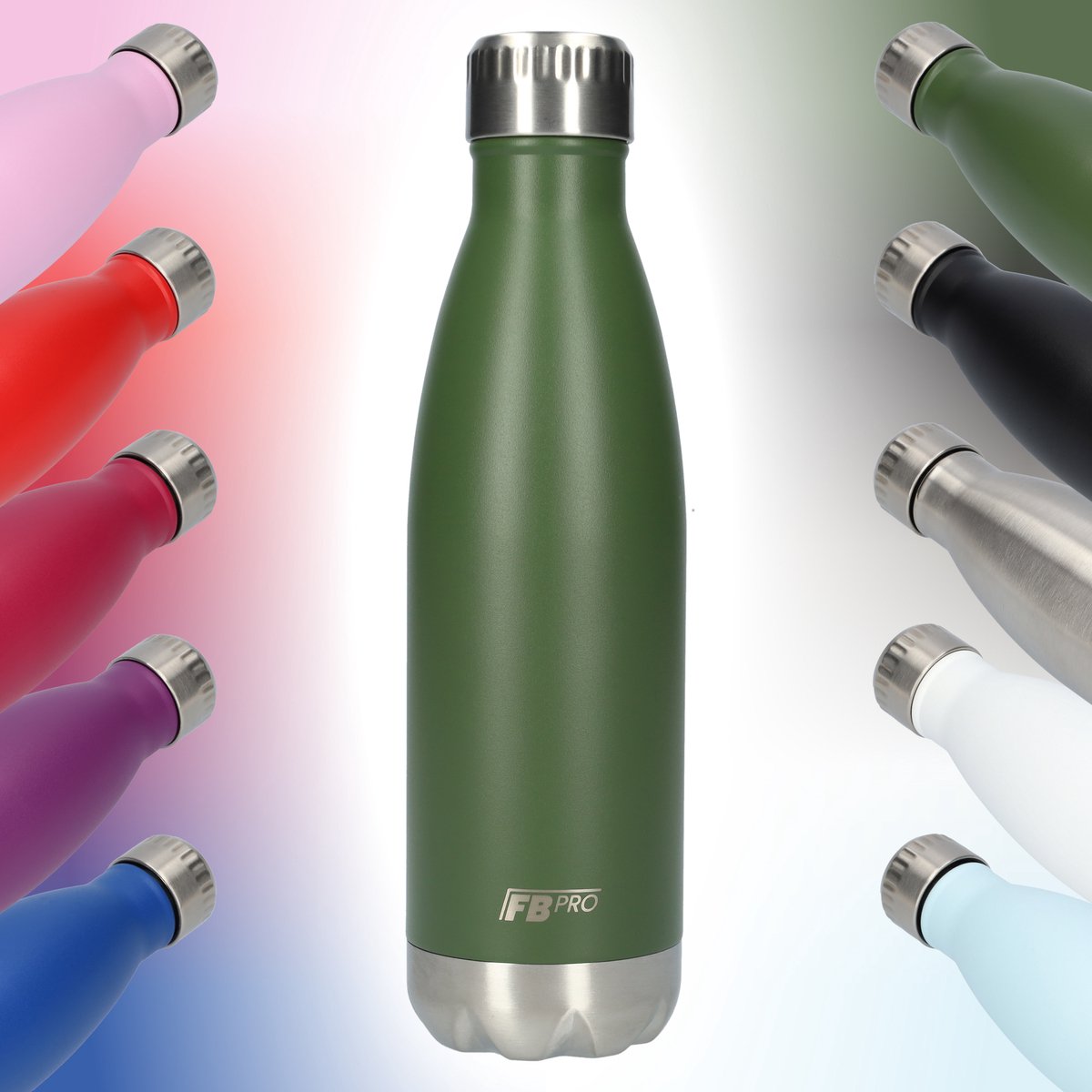 RVS Thermosfles - Waterfles - Drinkfles - Thermoskan - Isoleerkan - Modern design - Compact formaat - Ideaal voor warm en koud weer - Dubbelwandig - 500ML - Gras Groen - Grass Green