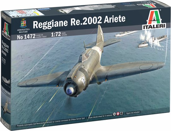 Italeri Modelbouwpakket Vliegtuigen - 1472 Reggiane Re.2002 Ariete - Propeller Vliegtuig Plastic - 1:72 - Modelbouw