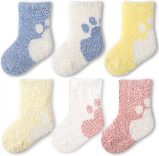 Chaussettes - chaussettes bébé - Lot de 6 - Chaussettes Bébé chaudes antidérapantes - Unisexe - Chaussons bébé - Chaussettes Bébé - Chaussettes chaudes enfant - 1-3 ans