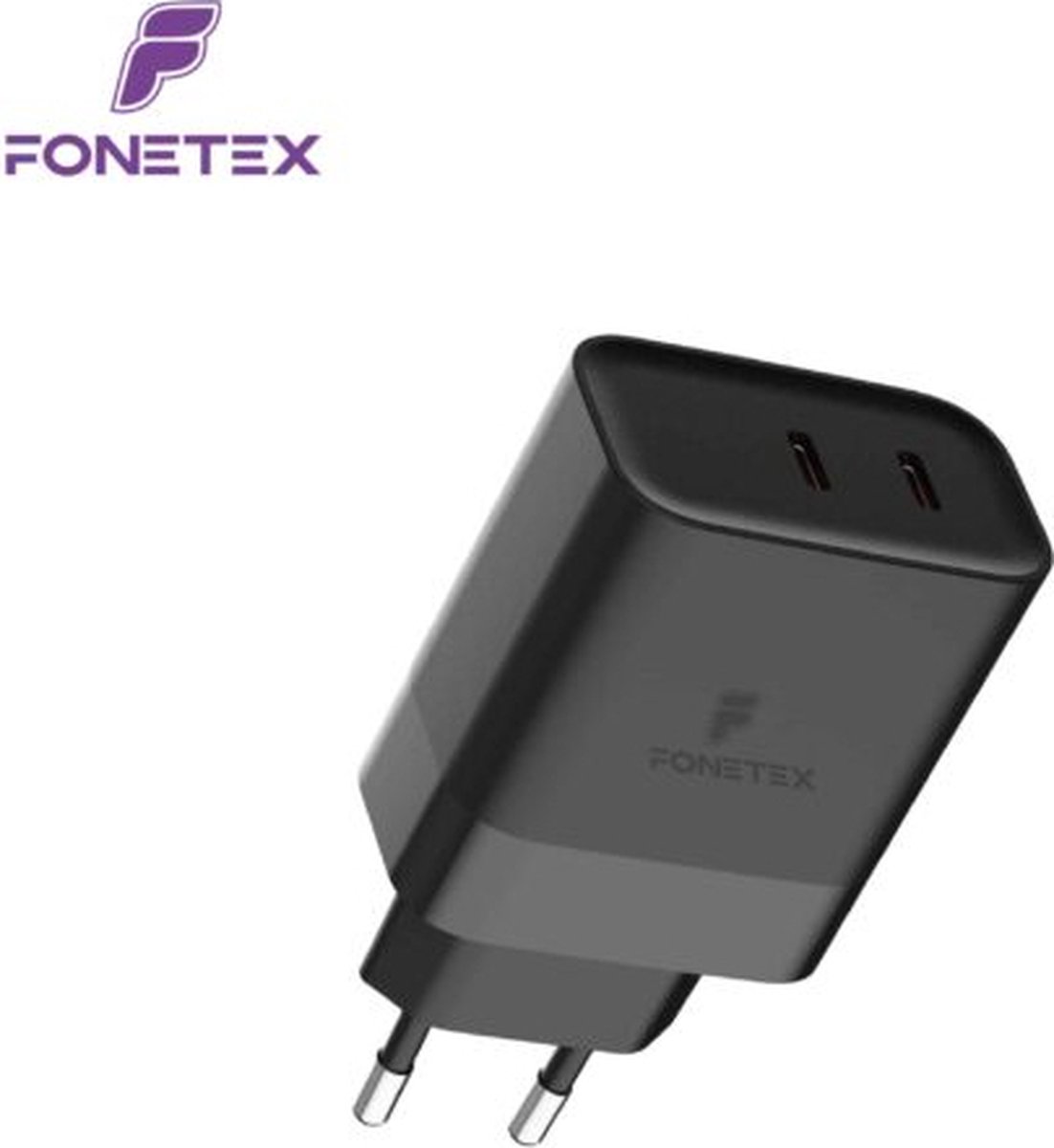 FoneTex USB-C Lader 2 Poorten - Oplader - 35W Snellader - USB C Adapter voor S24, S23, S22, S21, S20, Fold, Flip, A9 Plus, Ultra - Zwart