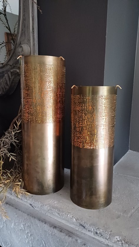 theelicht/lantaarn goud set/2
