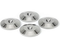 Dynavox Spike dempers, onderlegschijven, sluitringen voor luidsprekerboxen en apparaten, stijlvolle bescherming tegen krassen op de vloer of in het hifi-rek, set van 4, zilver