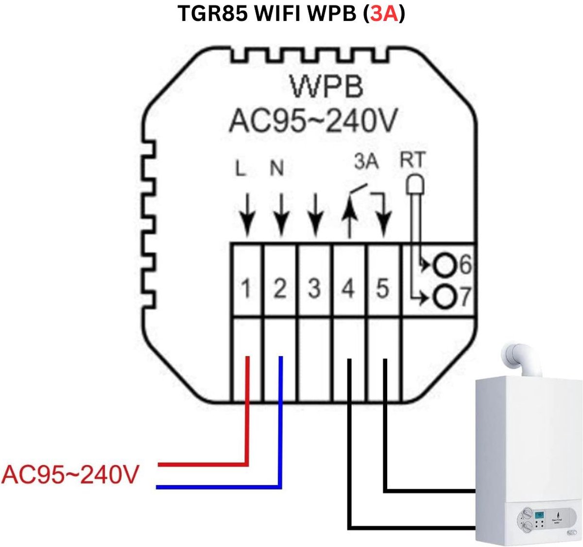 MKSS® Thermostaat voor cv - Draadloos met Wifi - Met App - Wit thumbnail 5